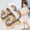 Sandalias de Princesa con Lazo para Niñas 2026 Verano Nuevas Sandalias de Playa Suaves con Perlas para Niñas Sandalias de Correa Única para Niños Grandes