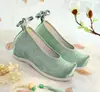 Nuevos Zapatos Chinos de Brocado Estilo Dinastía Han para Mujer Jacquard Patrón Oscuro Punta Redonda Zapatos de Tela Suela de Goma Zapatos de Tela Lisa Antiguos