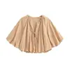 Top globo de moda marca Z, ropa femenina de popelina transfronteriza, popular en Europa y América, versión AliExpress, blanco y amarillo terroso, cómodo ZA