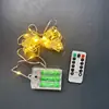 Cadena de Luces LED de Cable de Cobre con Estrellas y Copos de Nieve para Decoración de Ambiente, Caja de Batería, Cable de Cuero, Control Remoto, Cadena de Luces Brillantes de Ocho Funciones
