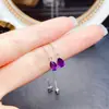 Venta al por mayor de fábrica Pendientes Populares de Amatista Natural con Incrustación de Plata S925 Piedra Principal 3*5 Joyería de Lujo Venta Directa de Fábrica