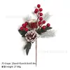 Galhos de pinha artificial de Natal transfronteiriços, flocos de neve, agulhas de pinheiro, bagas, galhos de frutas vermelhas, galhos de decoração de feriado, buquê de agulhas de pinheiro de Natal