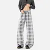 Nuevos pantalones de cuadros estilo 'old money' para hombre 2026, pantalones largos casuales rectos holgados, modernos y a la moda, para hombres jóvenes