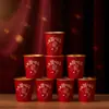 Copos de papel descartáveis para casamentos, copos de papel com folha de ouro, uso doméstico, para ocasiões festivas, festas de inauguração, copos com caracteres auspiciosos, copos de papel descartáveis, atacado de fábrica