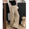 Pantalones casuales versátiles de estilo coreano, nuevos para la primavera de 2026, de caída fluida, cintura alta, corte holgado, pantalones de pierna ancha que estilizan para mujer, pantalones hasta el suelo