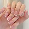 Unhas Press-On Quadradas e Redondas na Cor Nude com Pontas Brancas, Adesivos de Unha Francesinha Branca Curtos, Produtos Acabados Específicos para os Dedos Atacado