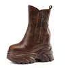 Botines Retro de Moda para Mujer que Aumentan la Altura 14cm, Versátiles y Adelgazantes, Botines Individuales de Plataforma con Suela Gruesa, Botines Martin para Bajitas