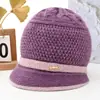 Sombrero de madre para mujeres de mediana edad y ancianas, otoño e invierno, cálido, con felpa adicional, gorro de lana tejido grueso, protección contra el frío, sombrero tipo cubo para abuela, señora mayor
