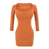 Vestido puramente seductor de manga tres cuartos con copas en el busto para mujer, sexy y elegante de verano, entallado a la cintura, adelgazante, vestido ajustado al cuerpo, vestido corto para chica atrevida