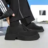 Sapatos Masculinos de Couro, Nova Coleção de Primavera, Estilo Derby Retrô de Nicho Parisiense, Moda Casual de Rua Britânica com Solado Grosso, Tendência de Sapatos de Couro com Bico Largo