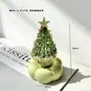 Árvore de Natal de Vidro Giratória Zibo Enfeite de Presente de Natal Decoração de Mesa 6,5cm Árvore Artificial