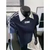 Camiseta de Manga Corta con Cuello Camisero y Tres Rayas para Hombre y Mujer, Marca de Verano de Moda, Polo con Media Cremallera Estilo Universitario, Top Casual con Bloques de Color