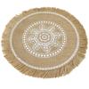 Estera de aislamiento térmico vintage para restaurante con borlas de yute, estilo simple, estilo occidental, estera decorativa con patrón blanco y borde de hilo
