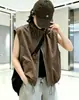 Chaleco casual con cuello alto y cierre de cremallera para mujer, holgado y versátil, adelgazante y a prueba de viento, adecuado como prenda exterior, chaqueta sin mangas