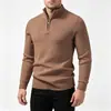 Nova coleção outono/inverno 2026: suéter masculino de cor sólida, com meio zíper, tipo pulôver, peça de tricô, camada base casual para jovens