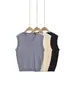Chaleco de Punto con Cuello en V sin Mangas Estilo Retro Americano con Capas Otoño Nueva Moda Simple Holgado Color Sólido Informal