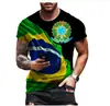 Camiseta con estampado de la bandera brasileña más vendida en comercio exterior, flexible, 3D, de manga corta, para hombre, fabricantes de primera fuente.