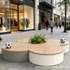 Paisagismo de Jardim Rua Comercial Comunidade Cadeiras de Lazer Públicas de Aço Inoxidável Shopping Center Criativo Vaso de Flores de Fibra de Vidro Assentos Combinados