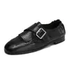 Mocasines brogue de cuero de vaca de capa superior estilo old money para mujer, otoño 2026, hebilla retro clásica negra, zapatos cómodos