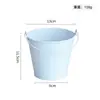 Balde pequeno de metal simples, vaso para suculentas, balde de brinquedos, porta-pincéis de maquiagem e canetas, cor de doce, balde de armazenamento de mesa com alta estética