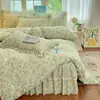 2026 Nuevo Estilo Fresco y Sencillo Falda de Cama de Encaje Juego de Cuatro Piezas