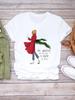 Camiseta Árvore de Natal Feliz Ano Novo Roupa Sapato com Carta Adorável
