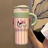 Taza Termo Personalizada Mickey Oso Fresa Gran Capacidad Taza de Agua con Popote para Niñas Taza de Hielo Linda Acero Inoxidable 316