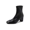 Talla grande 41, botas elásticas ajustadas de estilo elegante, botas Martin de tacón alto para mujer, botines de tacón grueso estilo coreano, botines de color albaricoque, botas calcetín 42
