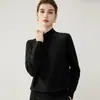 Suéter de cashmere com gola alta, nova camisa básica feminina de manga raglan outono e inverno 2026, estilo elegante, cor sólida, pulôver, suéter quente