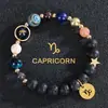 Venta Caliente de AliExpress Pulsera de Ocho Planetas Doce Constelaciones Pulsera de Piedra Mate con Cuentas Pulsera de Planeta 12 Constelaciones