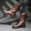 Botas de Trabalho Ami Khaji Masculinas de Cano Alto Botas de Cowboy Ocidentais Estilo Europeu e Americano Botas da Moda Masculinas para Passeio de Motocicleta