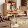 Mesa de Comedor Moderna de Madera Maciza Pura Redonda para Hogar Departamento de Ventas Oficina Recepción Mesa de Negociación y Combinación de Sillas Balcón Mesa Redonda Pequeña