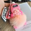 Muñeca para dormir de piel de zorro, juguete de peluche, adornos para teléfono móvil, cordón, muñeca, colgante para bolso de piel real, llavero para coche