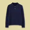 Suéter de Punto Trenzado Otoño 2026 Suéter Polo de Punto Manga Larga Cuello Solapa Suéter de Lana Corte Holgado para Mujer RL27244