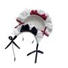Diadema Retro Francesa Encaje Puro Deseo Lazo Cos Headband Tarjeta para el Cabello de Maid Adorable Adorno para la Cabeza Banda para la Cabeza Versátil