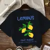 Ropa de Verano Casual y Cómoda Estilo Urbano Fruta de Limón Mercado Estampado Creativo Camiseta de Mujer con Cuello Redondo
