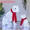 Decoraciones navideñas conjunto de oso polar padre e hijo, luces decorativas luminosas de arte en hierro, adornos decorativos para patio exterior