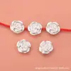 Plata Pura S999 Flor de Rosa Dura de Plata 3D con el Carácter para Bendición, Cuentas Espaciadoras, Materiales para Ensartar DIY, Accesorios
