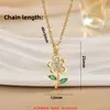 Collar Colgante de Flor de Color Fresco de Verano para Mujer Accesorios de Lujo Ligero de Gama Alta Todo Fósforo Acero de Titanio Joyería sin Color