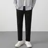 Calças Casuais Masculinas 100% Algodão, Slim Fit Primavera e Verão, Elástico Solto, Novo Estilo Jovem Tendência 2026, Calças Cropped para Homens