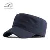 Gorras al por mayor para hombre, Gorra con visera de cobertura total de lana cálida para otoño e invierno, Gorra azul marino simple lisa de copa plana