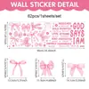 Novo adesivo de parede de laço rosa em estilo boêmio para quartos de meninas, decoração de parede, adesivo de parede e janela, PVC autoadesivo