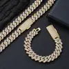 Cadena Cubana de Rombos con Tres Filas de Diamantes Completos de 16 mm para Hip-Hop Transfronterizo Europeo y Americano, Collar de Circonita, Joyería, Versión Elegante, Pulsera para Hombre