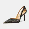 Zapatos de Tacón Alto Tejidos Versátiles Exquisitos y de Moda Estilo Francés 2026 Nuevo Diseño de Nicho Sandalias Huecas de Punta Aguda para Mujer