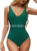 Traje de baño de una pieza para mujer, popular transfronterizo de AliExpress Amazon, europeo y americano, multicolor, cuello en V, visualmente adelgazante, cintura entallada, espalda descubierta.