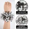 Pulseras de Fútbol del Mundial para Aficionados Animando y Posando para Fotos, Decoraciones de Muñeca Rayadas en Blanco y Negro