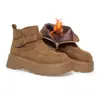 Plataforma de Dropshipping Botas de Neve com Solado Grosso, Botas Martin Versáteis, Birkenstocks com Pelúcia, Botas Curtas Femininas de Inverno Marrons Retrô
