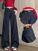 Jeans de Outono/Inverno 2026 Novo Estilo Coreano Vintage Tamanho Grande Solto Perna Larga Cintura Alta Emagrecedor Perna Reta A14084