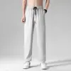 Pantalones jogger finos de verano para hombre, estilo coreano, corte holgado, pantalones de seda helada, pantalones largos casuales