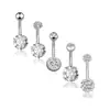 Set de 5 Piezas de Clavo para Ombligo de Acero Inoxidable Transfronterizo Bolas de Arcilla Blanda Modelo Básico Anillo para Ombligo Incrustado con Circonita Joyería de Piercing Simple